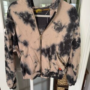 Aviator Nation Black and Tan Zip-Up Hoodie